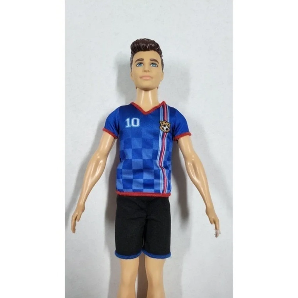 Ken Doll Soccer Player Outfit Blue Jersey Shorts Number 10 Fashion Doll